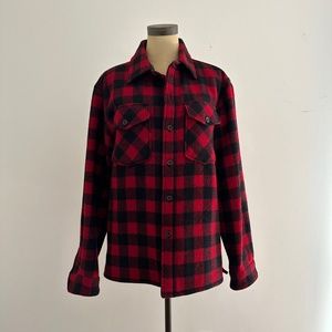 Mens L.L. Bean Red Plaid Shirt Jacket Size S